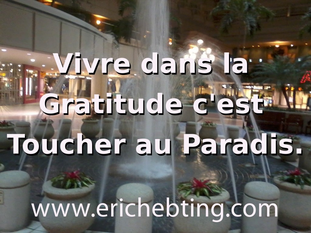 Vivre dans la Gratitude c'est Toucher au Paradis.